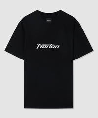 T-shirt nero con logo stampato sul petto