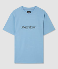 T-shirt blu con logo stampato sul petto