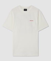 T-shirt en coton écru avec logos imprimés devant et dos