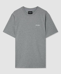 T-shirt en coton gris chiné avec logos imprimés devant et dos